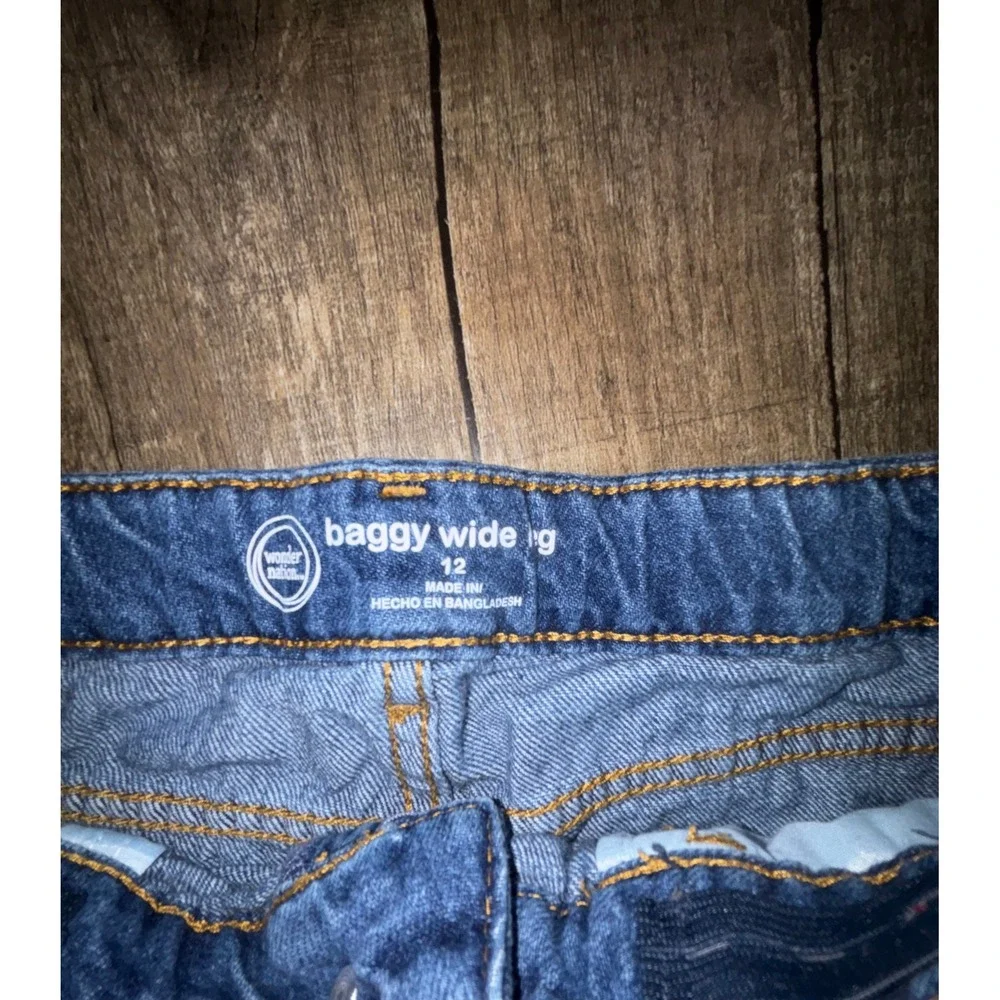 Wonder Nation Boys Baggy Wide Leg Jeans Medium Wash Denim Size 12